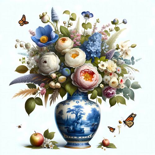 Künstliche Intelligenz-Delfter Vasen Blumenpracht
