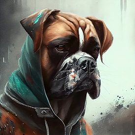 Aquarelle chien boxer sur Chromatic Fusion Studio