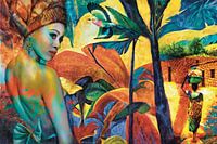 Colorful Life in a jungle. African mixed media
