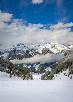 Winterbergpanorama op de Klausberg, Tauferer Ahrntal, Zuid-Tirol van Christian Müringer