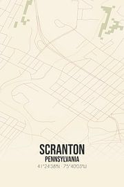 Alte Karte von Scranton (Pennsylvania), USA. von Ortsdrucke