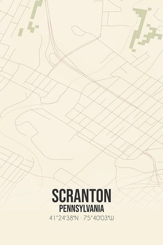 Alte Karte von Scranton (Pennsylvania), USA.