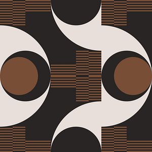 Geometrische Retro-Abstraktion. Moderne Kunst in braun, weiß, schwarz Nr. 4 von Dina Dankers