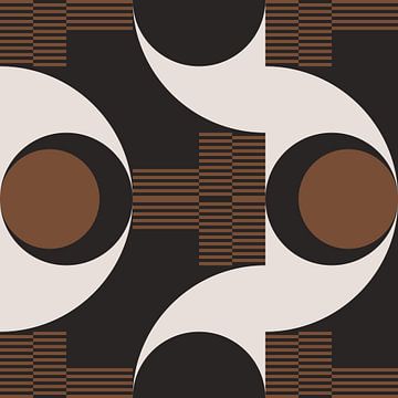 Geometrische Retro-Abstraktion. Moderne Kunst in braun, weiß, schwarz Nr. 4 von Dina Dankers