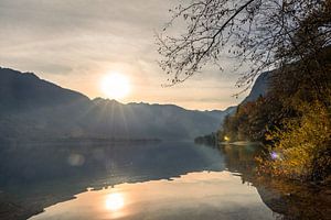 Sonnenuntergang über dem Bergsee - Bohinjsko jezero, Slowenien