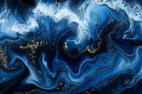 Abstrakte blaue und goldene Flüssigkeit Kunstwerk
