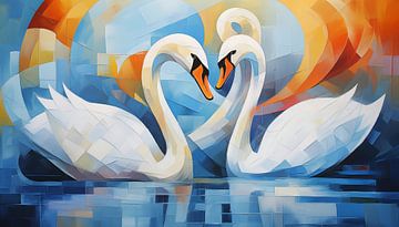 Abstract swans panorama by TheXclusive Art