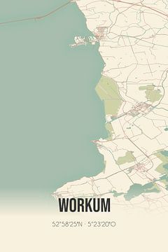 Vintage landkaart van Workum (Fryslan) van MijnStadsPoster