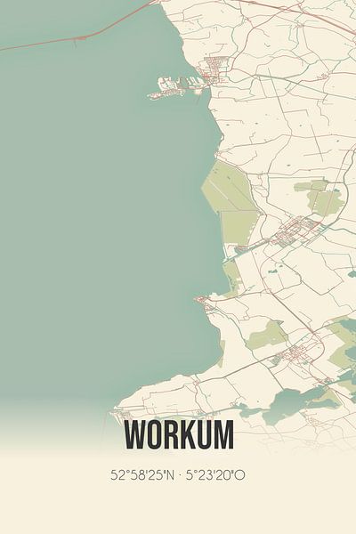 Carte ancienne de Workum (Fryslan) par Affiches de lieux
