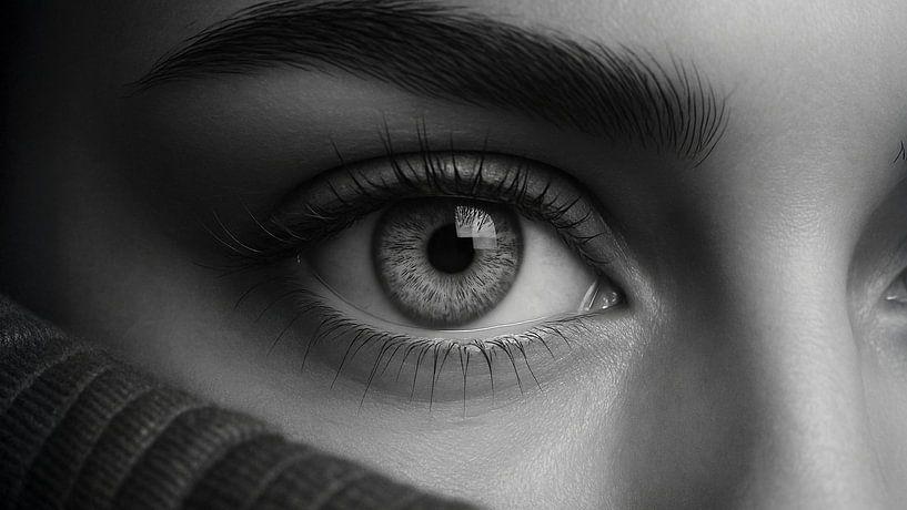 Penetrating close-up of an eye - timeless black-and-white art photography by Retinas images