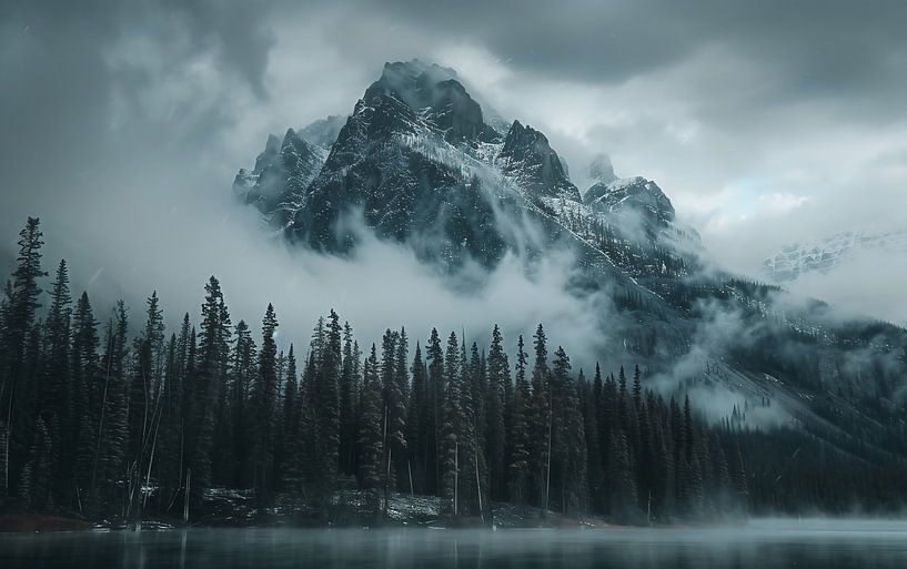 Mist omringt de berg van fernlichtsicht
