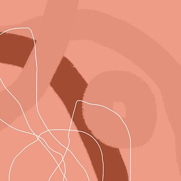 Abstracte organische lijnen en vormen in terracotta en roze nr. 10 van Dina Dankers