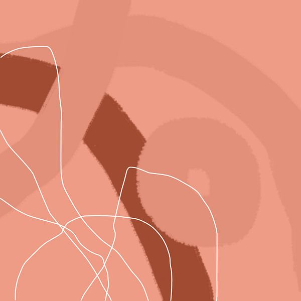 Abstract organic lines and shapes in terracotta and pink no. 10 by Dina Dankers