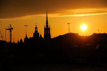 Zonsondergang in Stockholm, Zweden van Lars-Olof Nilsson