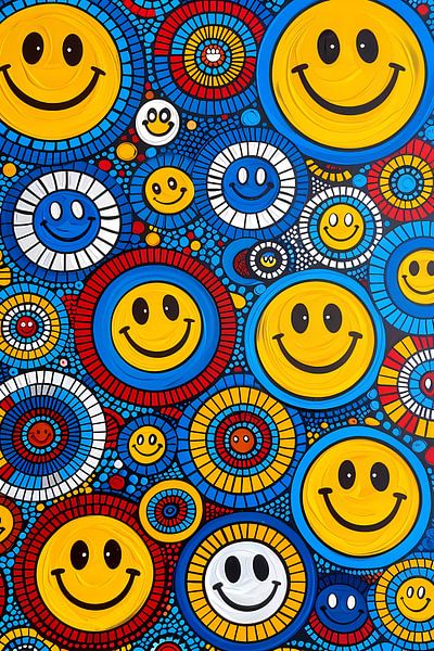 Kleurrijk Smileys in Abstract Cirkels van Art & Soul Creations