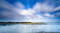 Het wad bij Moddergat met zeewering paaltjes