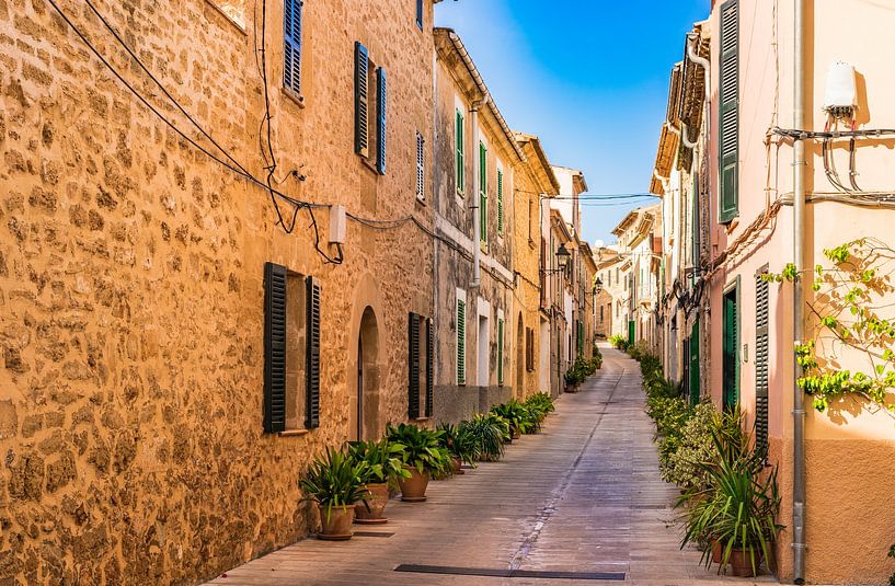 Rue idyllique de la vieille ville d'Alcudia sur l'île de Majorque, Espagne Îles Baléares par Alex Winter