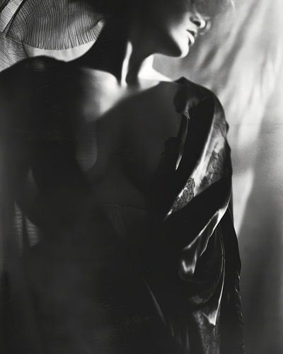 Stylish boudoir portrait in black and white