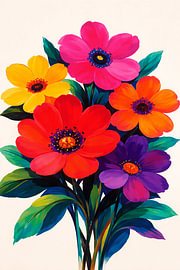 Bouquet lumineux aux couleurs vives sur DesignDoodle