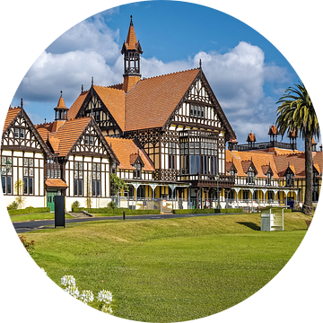 Tudor Towers in de Gouvernementstuinen in Rotorua, Nieuw-Zeeland