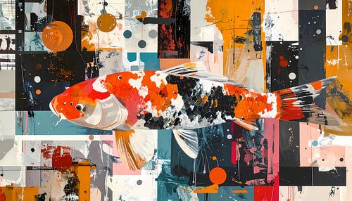 KOI karper Expressief en kleurig statement - een schilderij met 