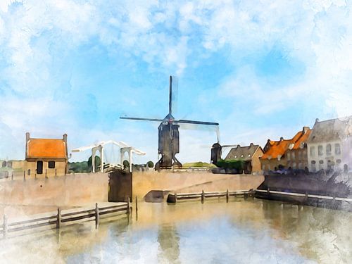 Vestingstad Heusden in Noord-Brabant, Nederland.