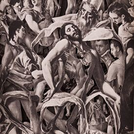 Collage en sépia - Jésus après la crucifixion d'après des peintures du vieux maître El Greco par Osc sur Oscarving