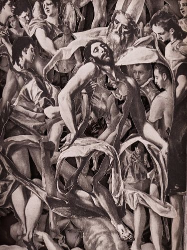 Collage en sépia - Jésus après la crucifixion d'après des peintures du vieux maître El Greco par Osc sur Oscarving