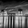 Kranhäuser von Köln in schwarzweiss. von Manfred Voss, Schwarz-weiss Fotografie