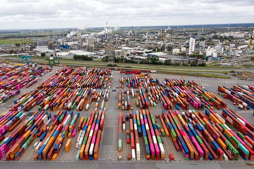 Aerial view of the container terminal in Antwerp