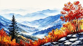 Blue Ridge Mountains in kleurrijke herfst