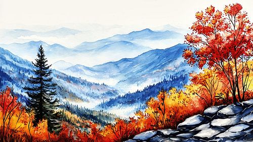 Les Blue Ridge Mountains dans un automne coloré