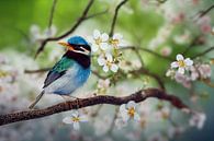 Ekster op een boom in de lente, Kunstillustratie van Animaflora PicsStock thumbnail
