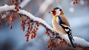 Grote bonte specht vogel op een besneeuwde tak in de winter van Animaflora PicsStock