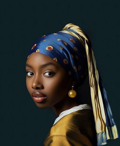 Mädchen der Farbe mit der Perle von Rene Ladenius Digital Art