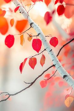 Autumn leaves on a branch - delicate and beautiful by Poster Art Shop