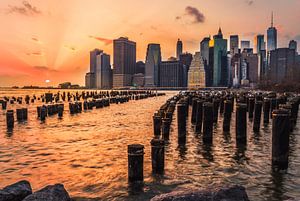 Brooklyn Bridge Park sunset van Menko van der Leij