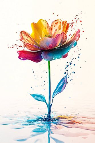 Kleurrijke bloem in abstract water