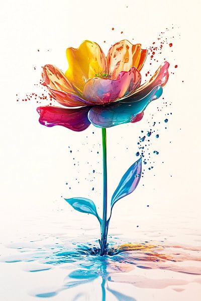 Kleurrijke bloem in abstract water van Imperial Art House