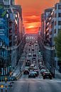 Brüsseler Henge : Sonnenuntergang über der Rue de la Loi von Jim De Sitter Miniaturansicht