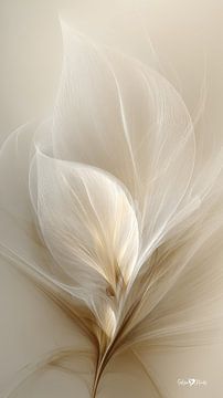 blanc et or - fleurs et plumes sur Gelissen Artworks
