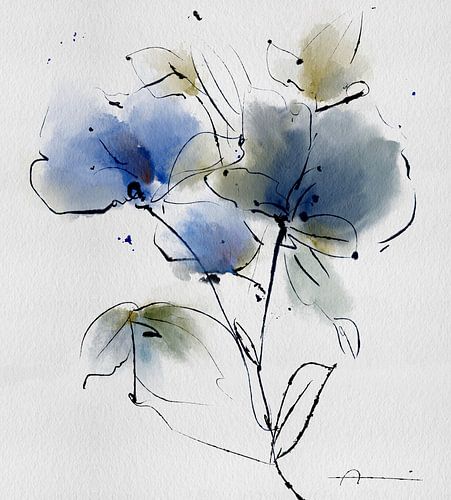 Motifs floraux bleus sur annemiek art