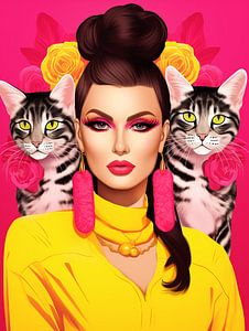 Königliche Eleganz: Frauen und Katzen in Farbe