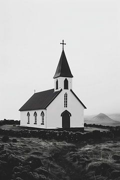 Kerk in zwart-wit van fernlichtsicht