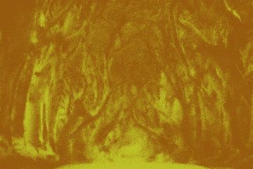 Abstracte bospad in terracotta en geel van Maurice Dawson