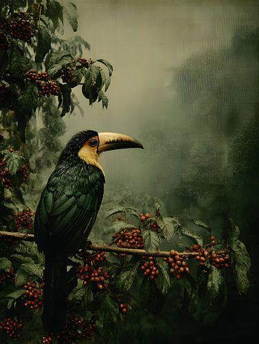 De toekan observeert zijn territorium