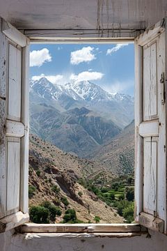 Uitzicht vanuit het raam op de Jbel Toubkal van Poster Art Shop