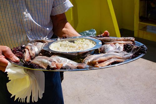 Vlaggetjesdag Scheveningen - Hollandse nieuwe - Schaal met haring en u