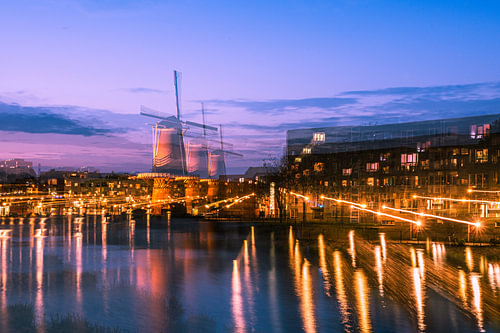 Delfshaven molen in abstract licht