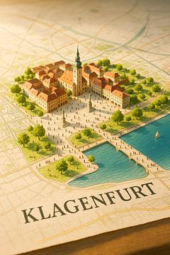 Klagenfurt Lindwurm &amp ; Old Town 3D Map - Carinthia Wall Art sur Travel Shop